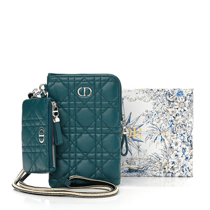 Christian Dior Supple Calfskin Cannage Caro Multifunctional Pouch Deep Ocean 10 of 10