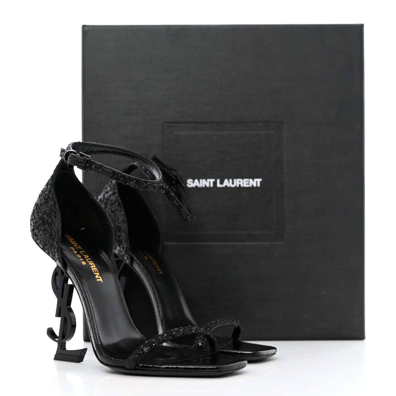 Saint Laurent Glitter Opyum Sandals 35.5 Black 11 of 11