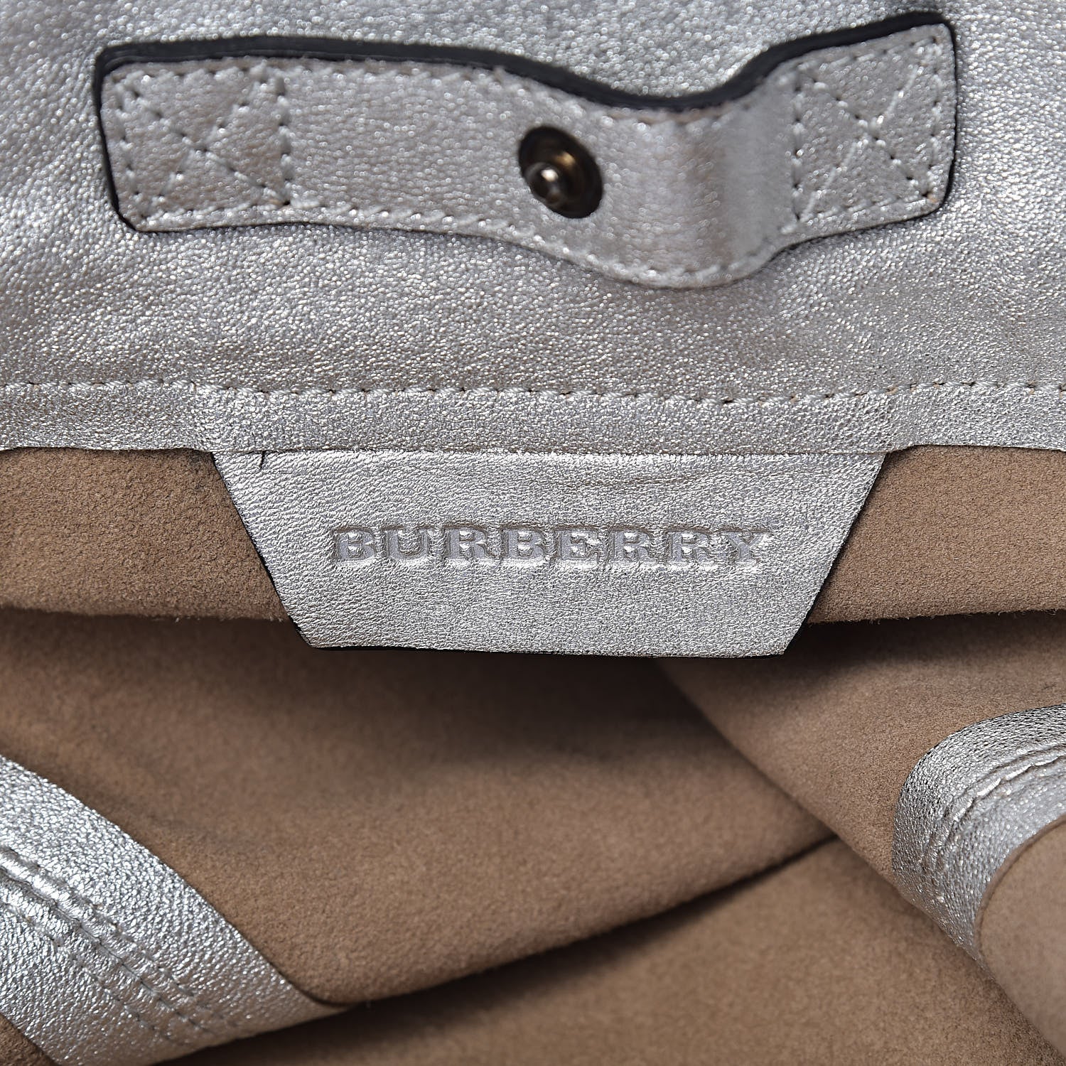 Burberry Metallic Soft Grain Calfskin Tote Silver 6 of 15