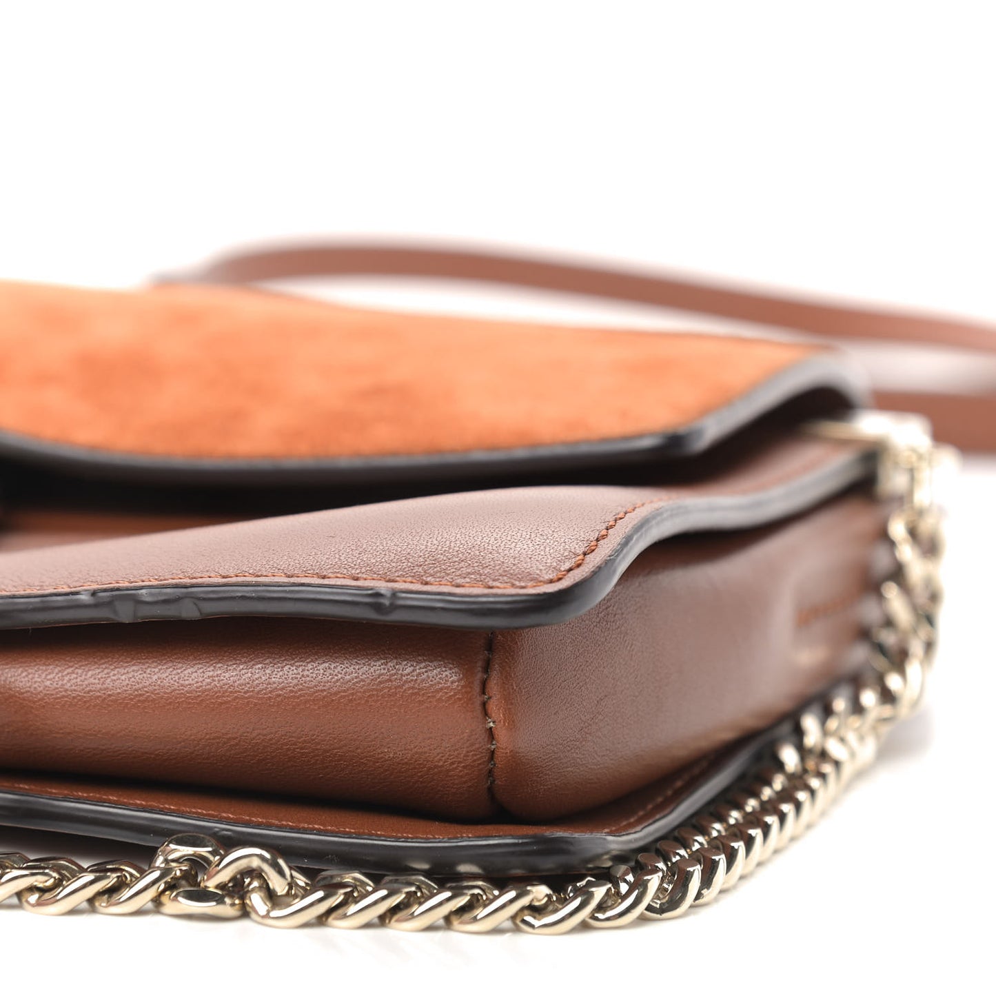 Suede Calfskin Small Faye Shoulder Bag Tobacco