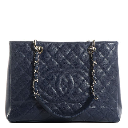 Chanel Caviar Large Grand Shopping Tote GST Navy Blue 1 of 7