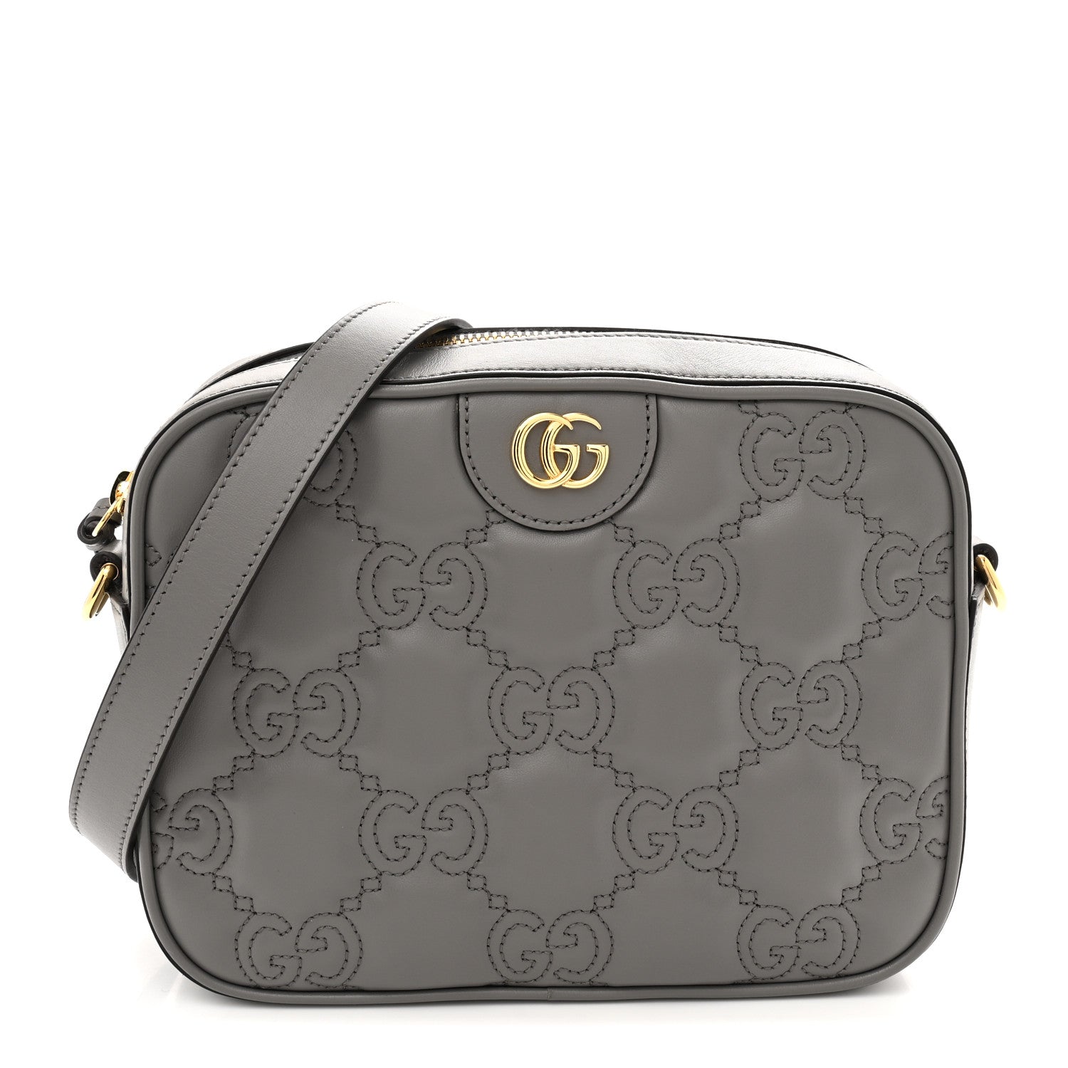 Gucci Calfskin GG Matelasse Shoulder Bag Dusty Grey Natural 1 of 11