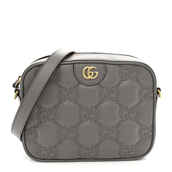 Gucci Calfskin GG Matelasse Shoulder Bag Dusty Grey Natural