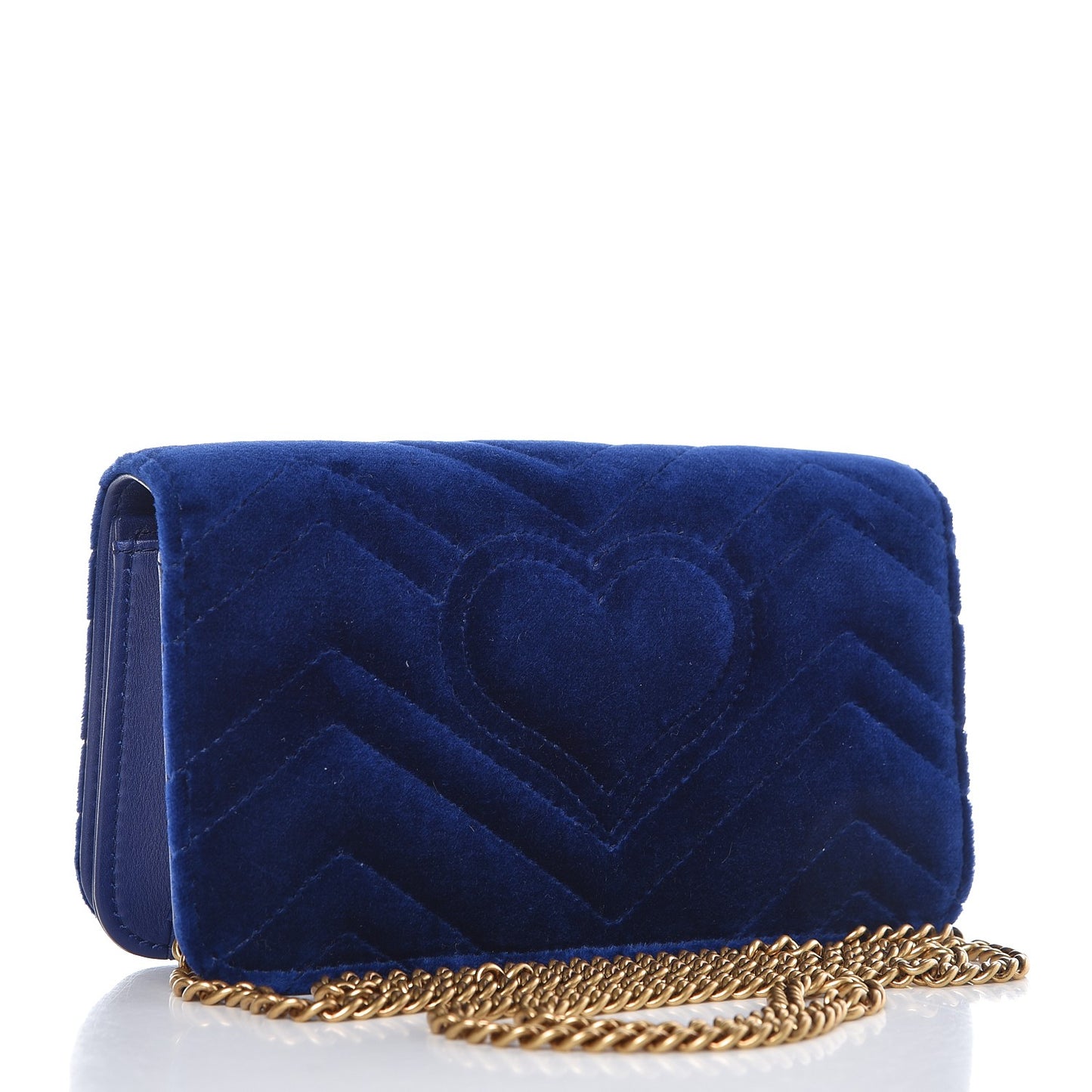 Velvet Matelasse GG Marmont Mini Bag Cobalt Blue