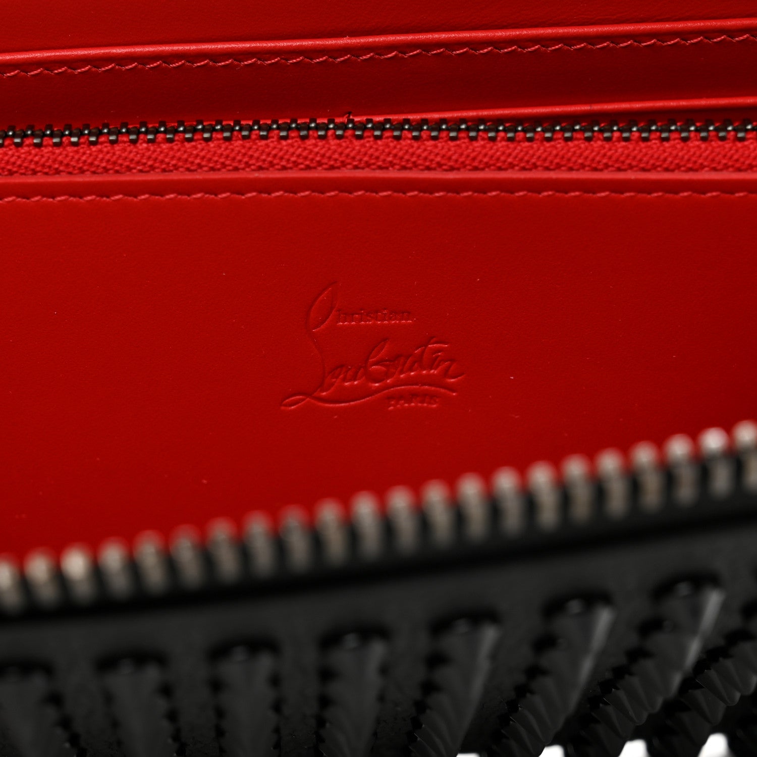 Christian Louboutin Calfskin Empire Panettone Spiked Zip Around Wallet Black 6 of 8