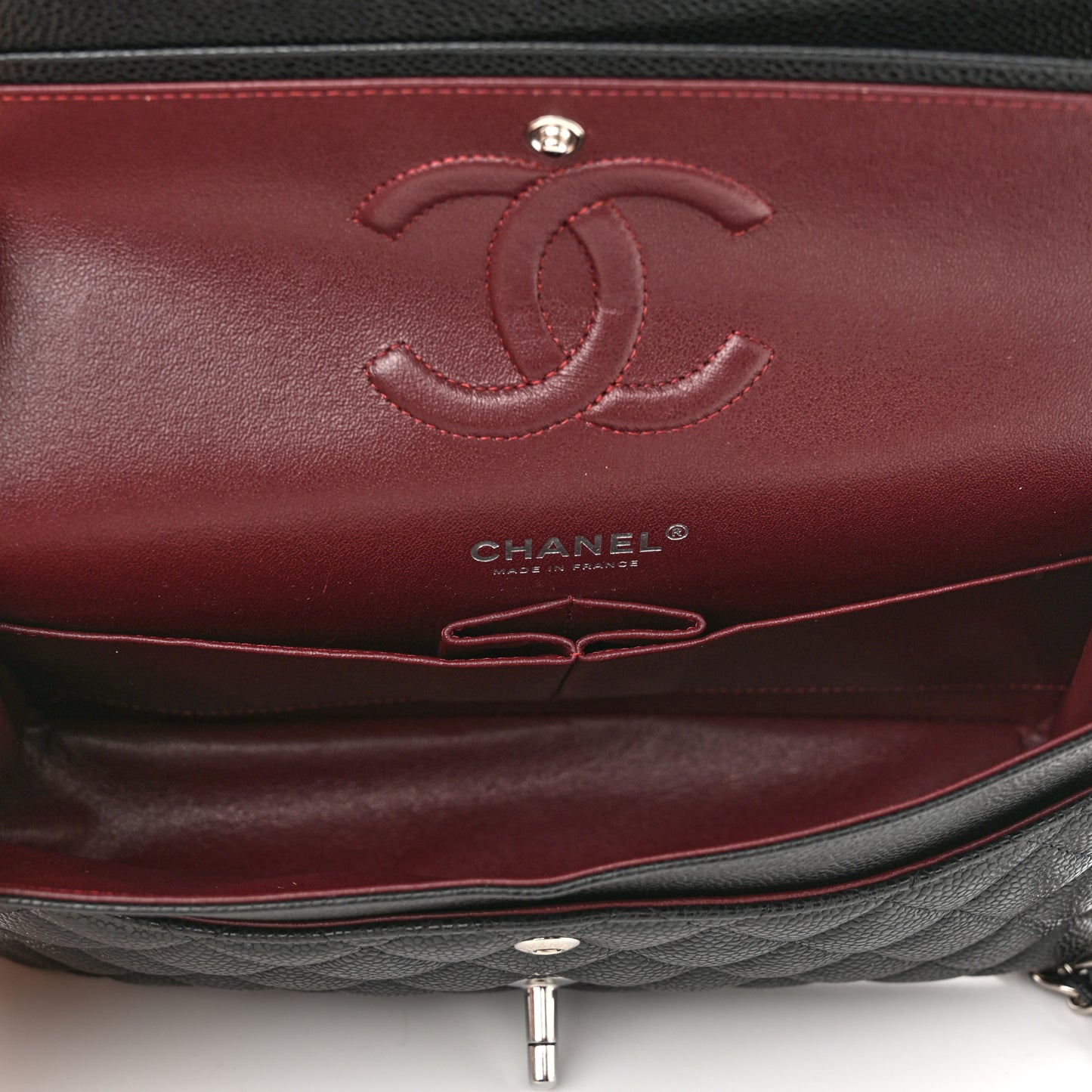Caviar Quilted Medium Double Flap Black