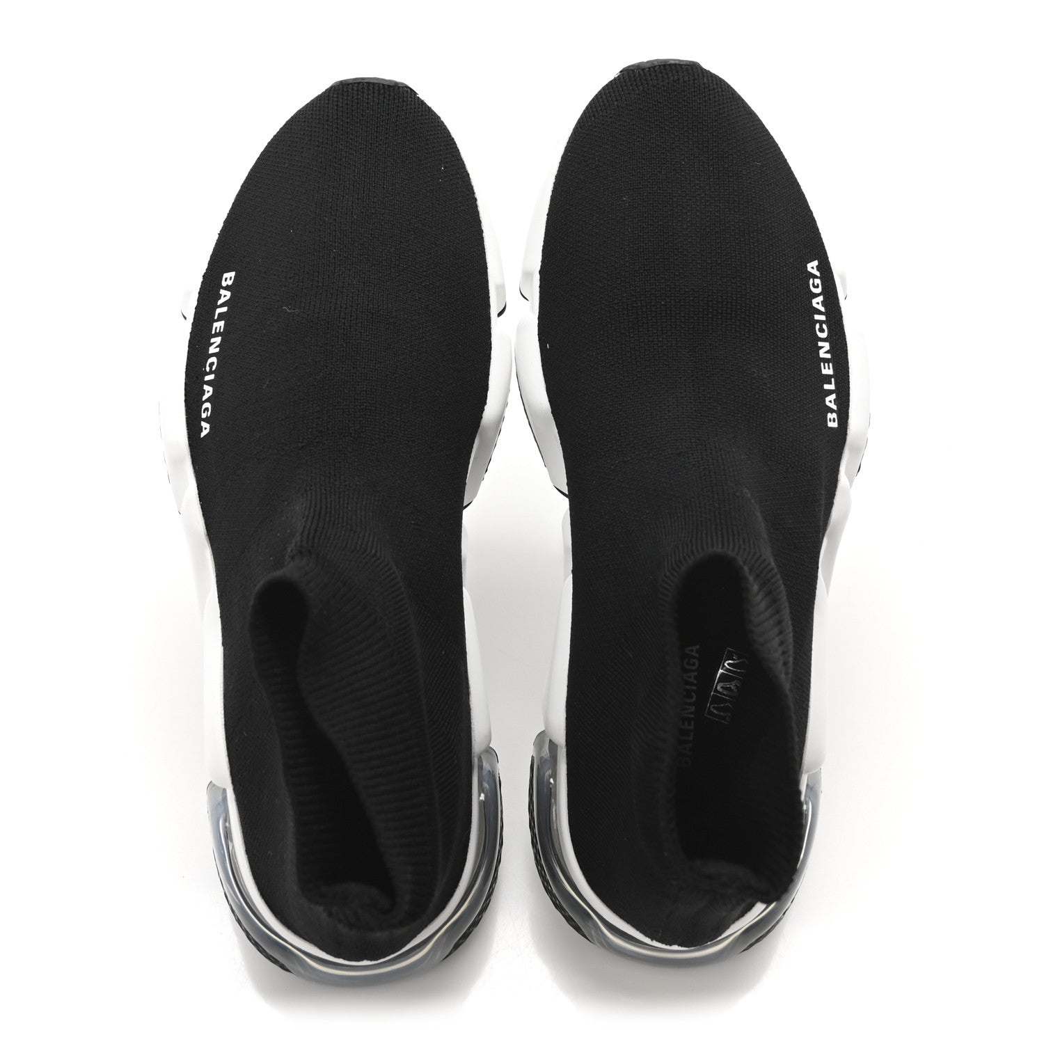 Balenciaga Neoprene Knit Womens Speed Clear Sole Sneakers 37 Black White 2 of 8