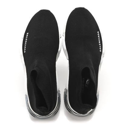 Balenciaga Neoprene Knit Womens Speed Clear Sole Sneakers 37 Black White 2 of 8