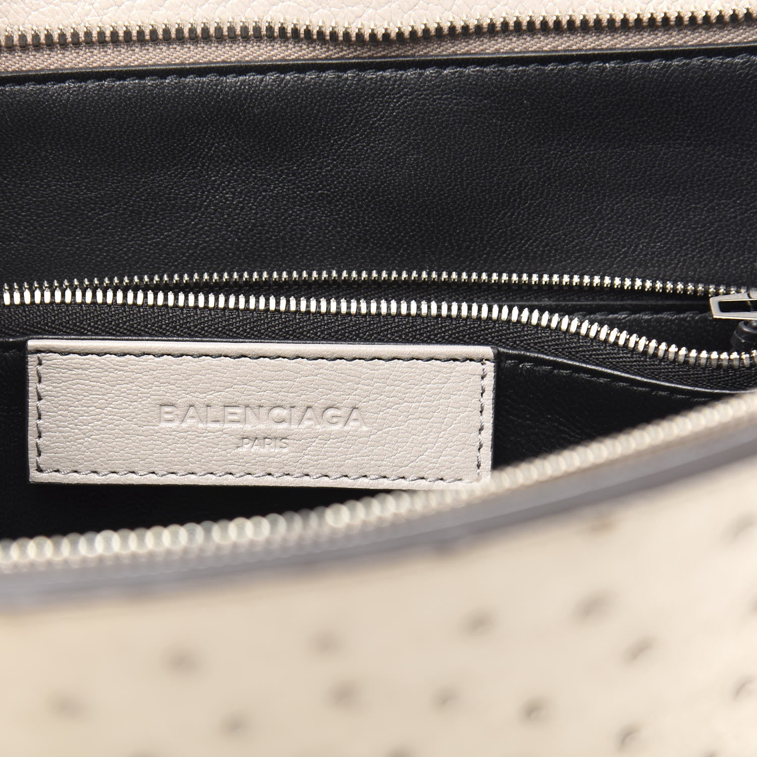 Balenciaga Calfskin Ostrich Trimmed Le Dix M Cartable Shoulder Bag Gris Glace 6 of 11