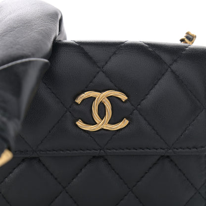 Chanel Lambskin Quilted Card Holder with Chain Black 10 of 13