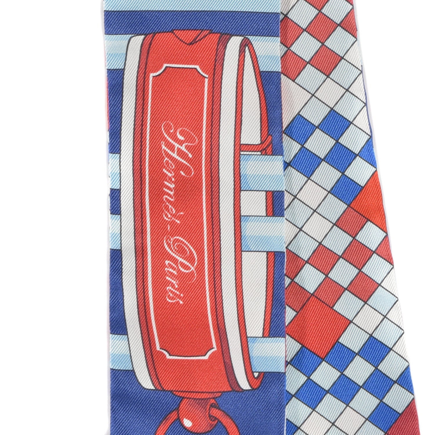 Hermes Silk Colliers de Chiens Remix Twilly Marine Rouge White 5 of 10