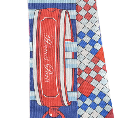 Hermes Silk Colliers de Chiens Remix Twilly Marine Rouge White 5 of 10