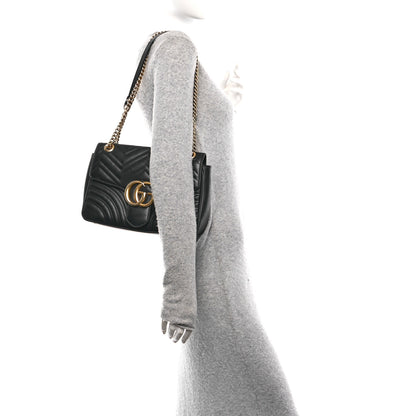 Gucci Calfskin Matelasse Medium GG Marmont Shoulder Bag Black 2 of 13