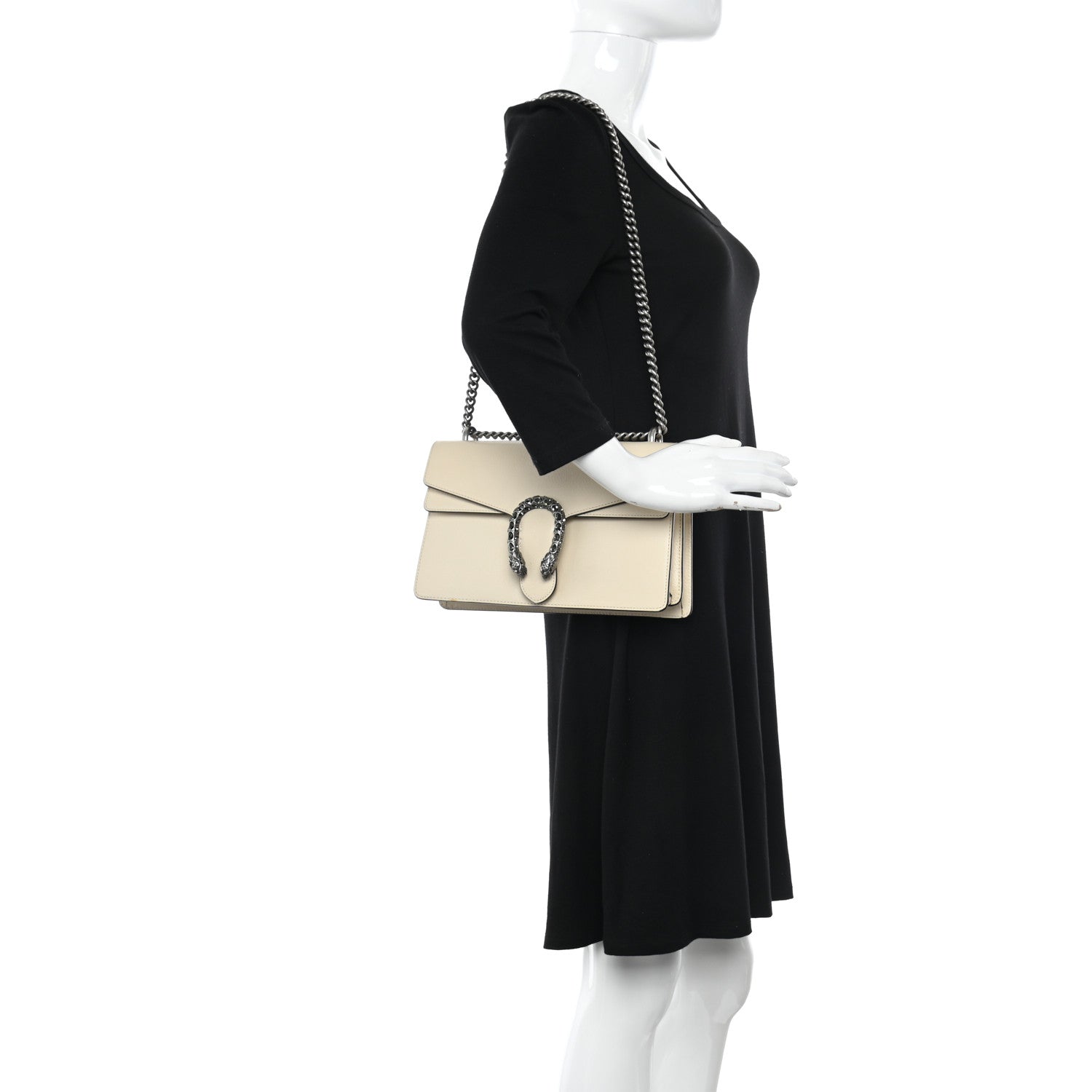 Gucci Textured Calfskin Crystal Small Dionysus Shoulder Bag Mystic White 2 of 14