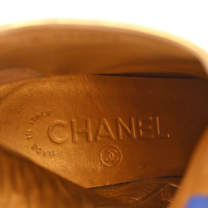 Chanel Calfskin Crocodile Embossed Cap Toe Ankle Boots 37 Gold 7 of 15