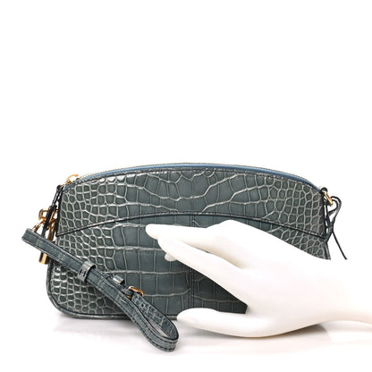 Louis Vuitton Crocodile Lockit Clutch Blue 2 of 9