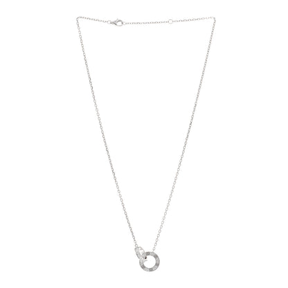 Cartier 18K White Gold Diamond Interlocking LOVE Paved Necklace 3 of 6
