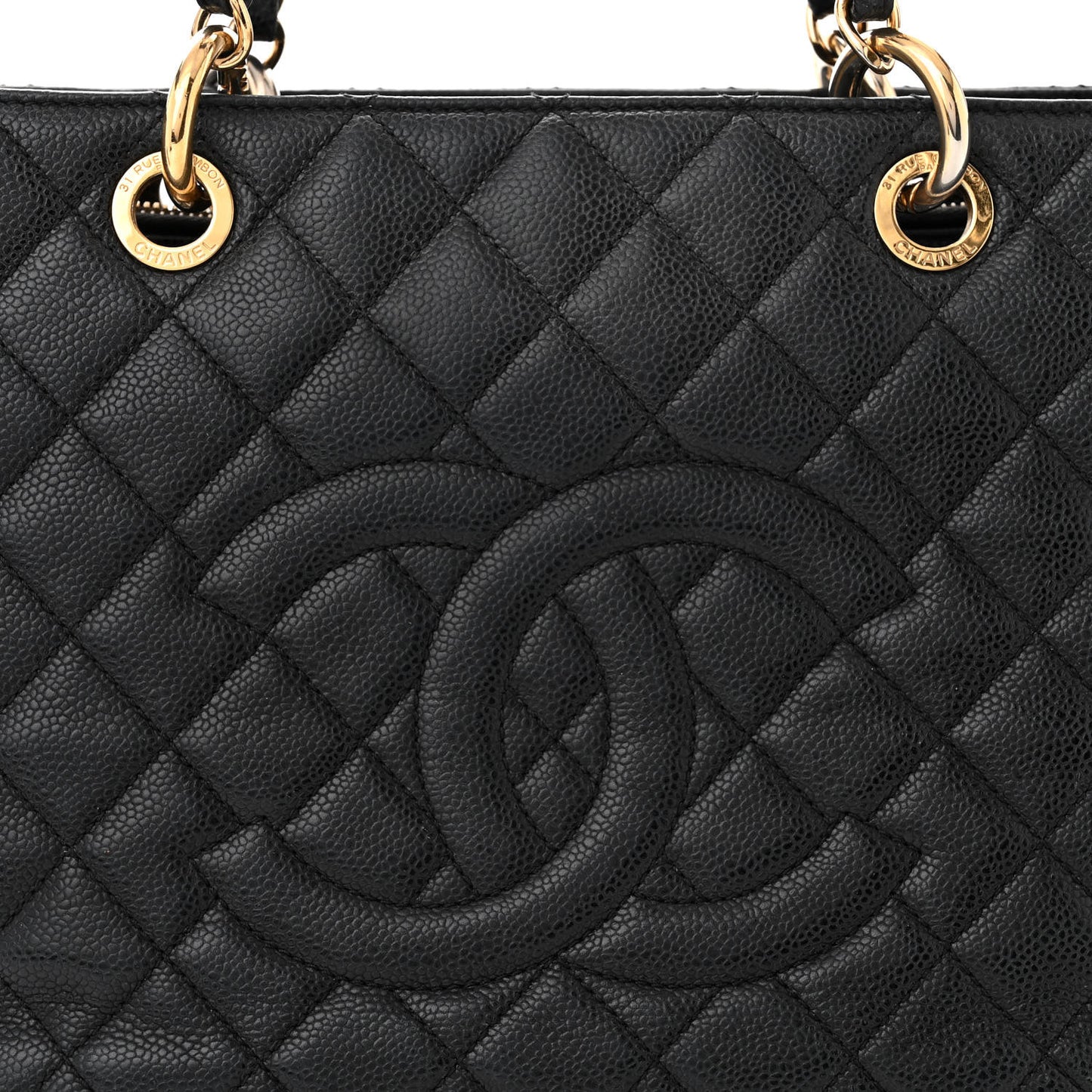 Caviar Quilted Grand Shopping Tote GST Black