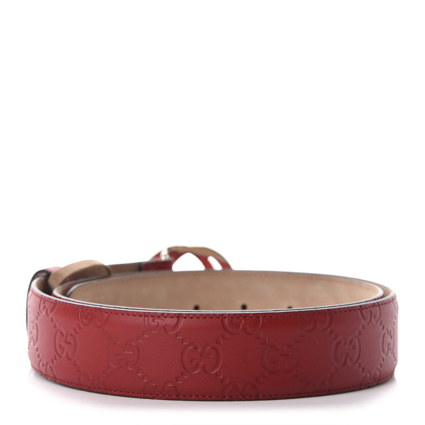 Guccissima Signature Interlocking G 37mm Belt 95 38 Hibiscus Red