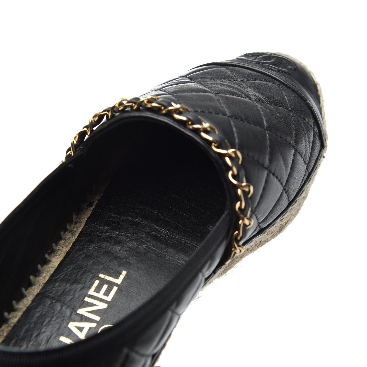 Chanel Lambskin Quilted CC Chain Espadrilles 36 Black 16 of 25