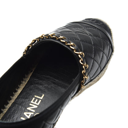 Chanel Lambskin Quilted CC Chain Espadrilles 36 Black 16 of 25