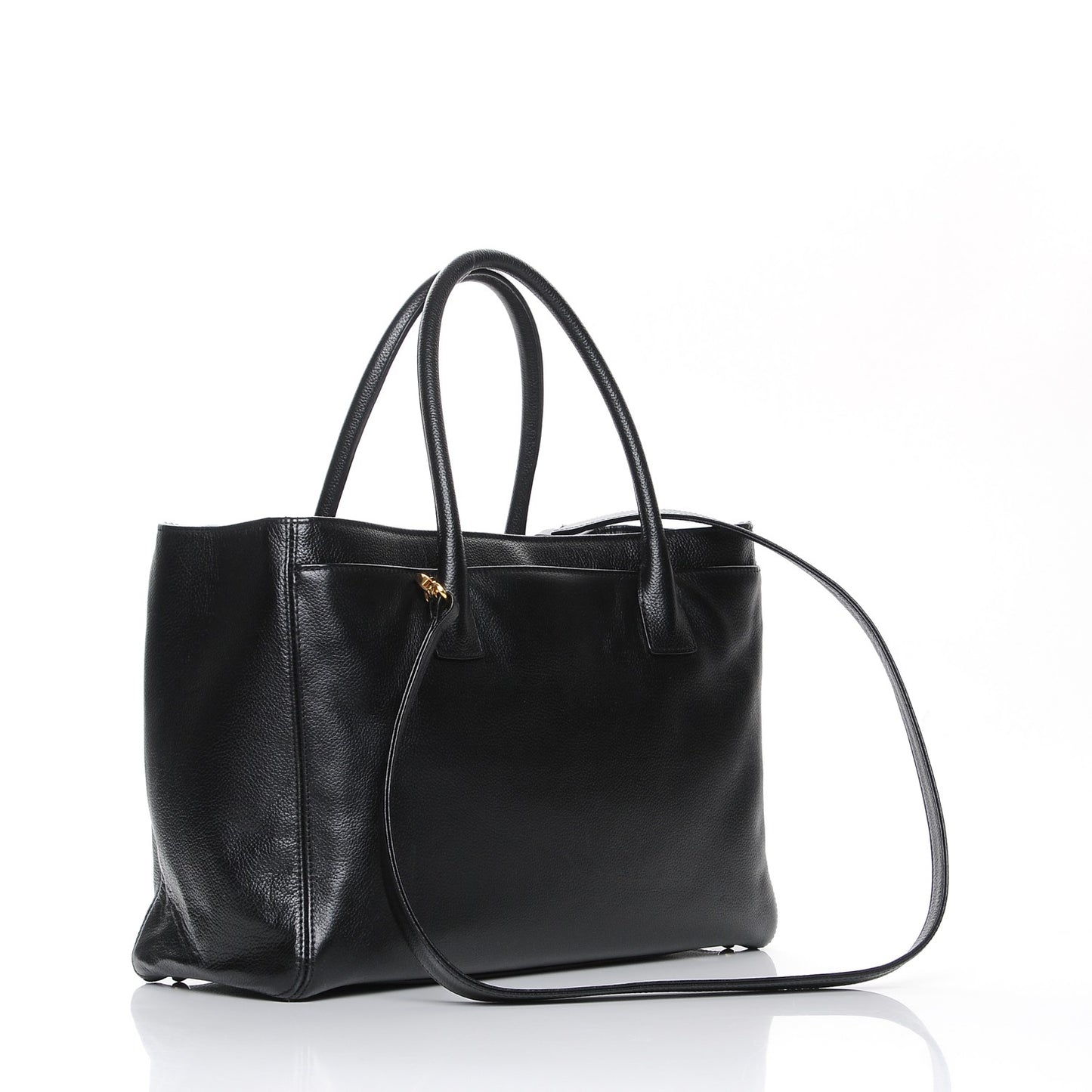 Calfskin Cerf Executive Shopper Tote Black