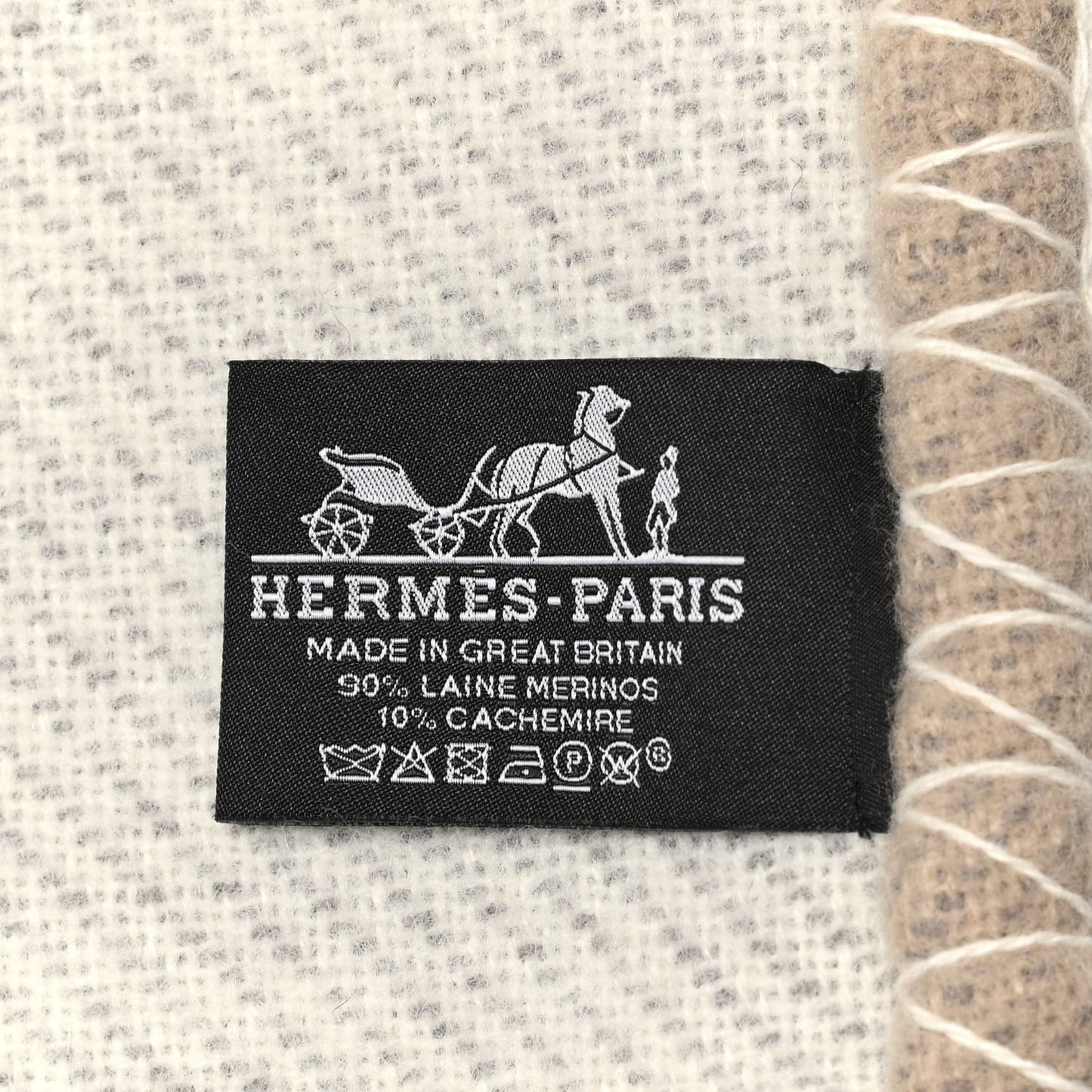 Wool Cashmere H Casaque Blanket Sable Ecru