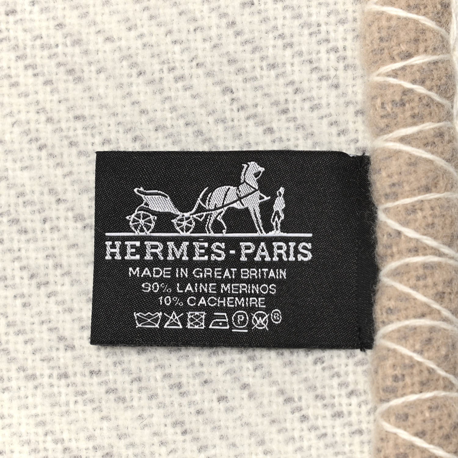 Hermes Wool Cashmere H Casaque Blanket Sable Ecru 3 of 3