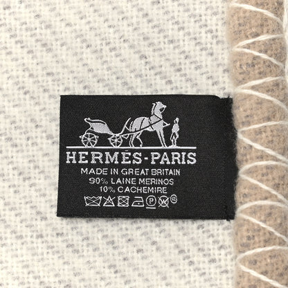 Hermes Wool Cashmere H Casaque Blanket Sable Ecru 3 of 3