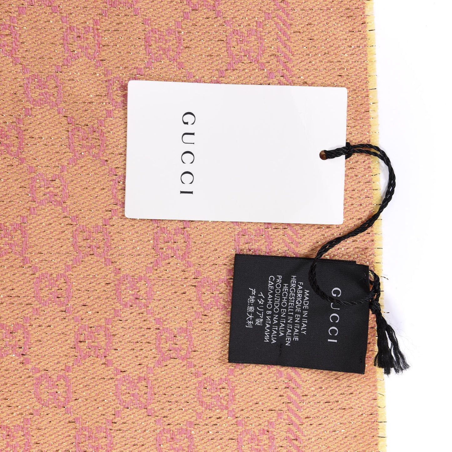 Wool Lame Jacquard GG Monogram Stenlux Scarf Pink