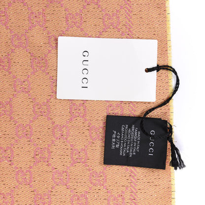 Gucci Wool Lame Jacquard GG Monogram Stenlux Scarf Pink 3 of 3