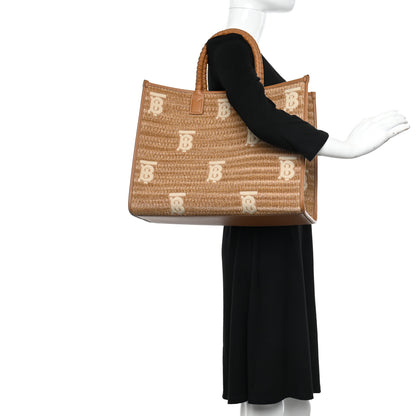 Burberry Raffia Calfskin Large Freya Tote Natural 2 of 10