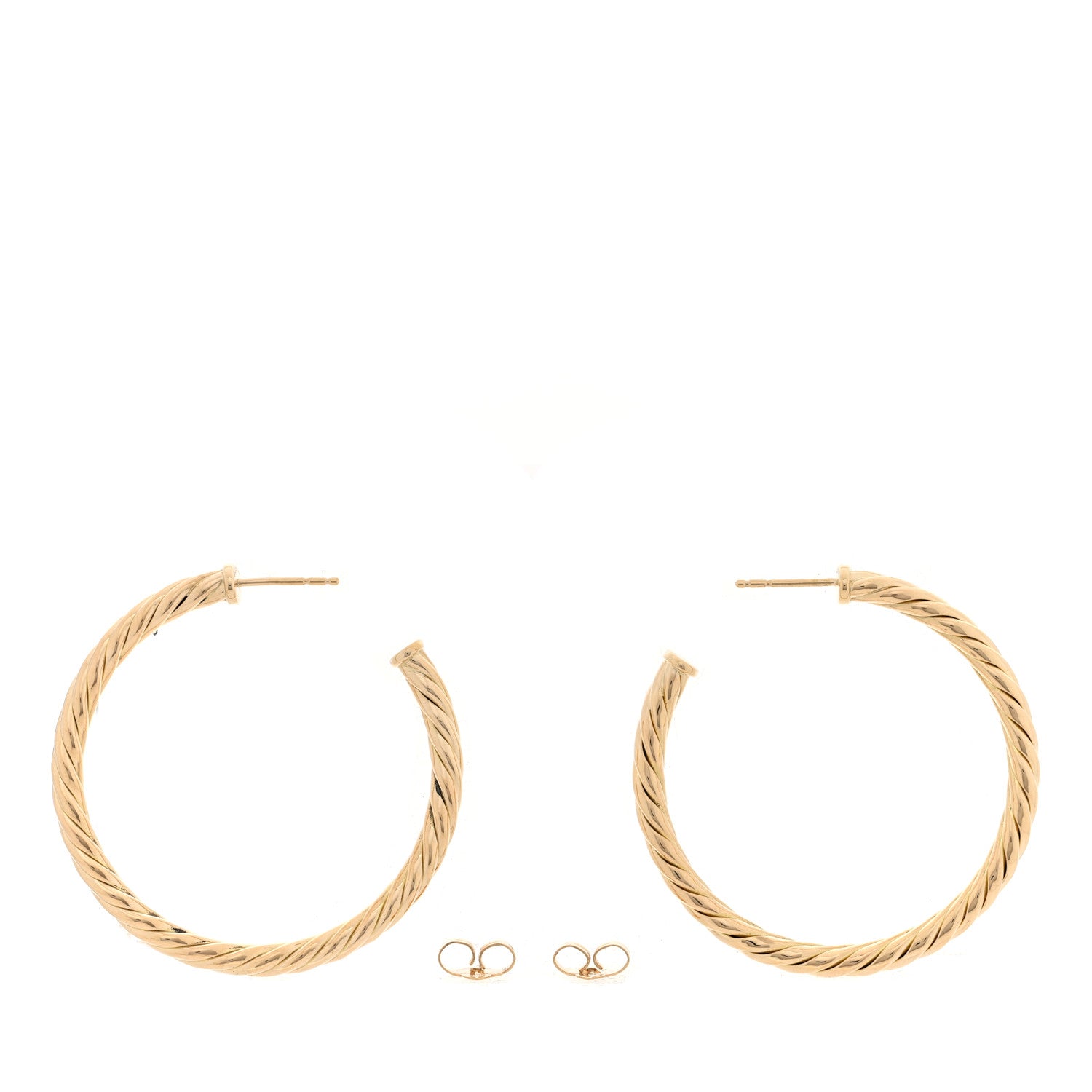 David Yurman 18K Yellow Gold 45mm Sculpted Cable Hoop Earrings 3 of 5