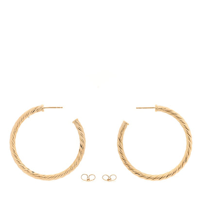 David Yurman 18K Yellow Gold 45mm Sculpted Cable Hoop Earrings 3 of 5