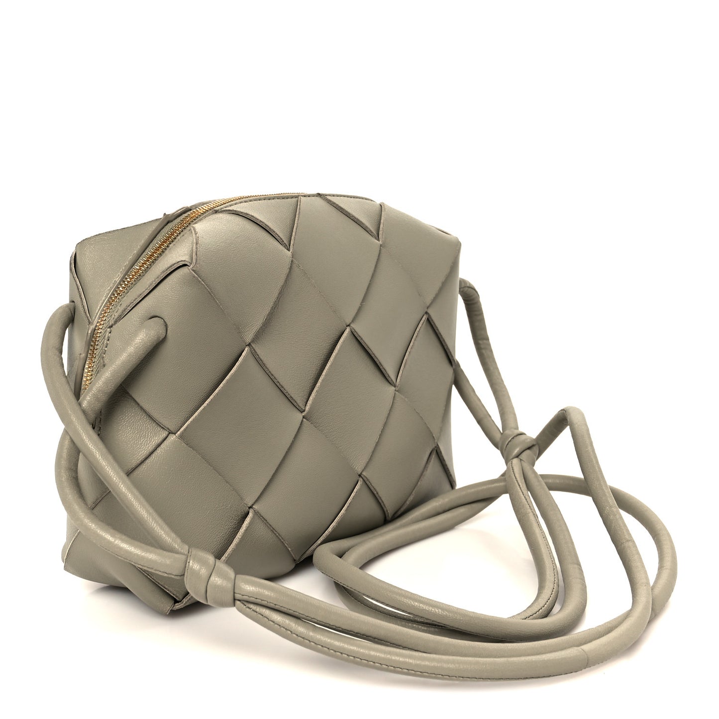 Lambskin Maxi Intrecciato Small Cassette Camera Bag Travertine