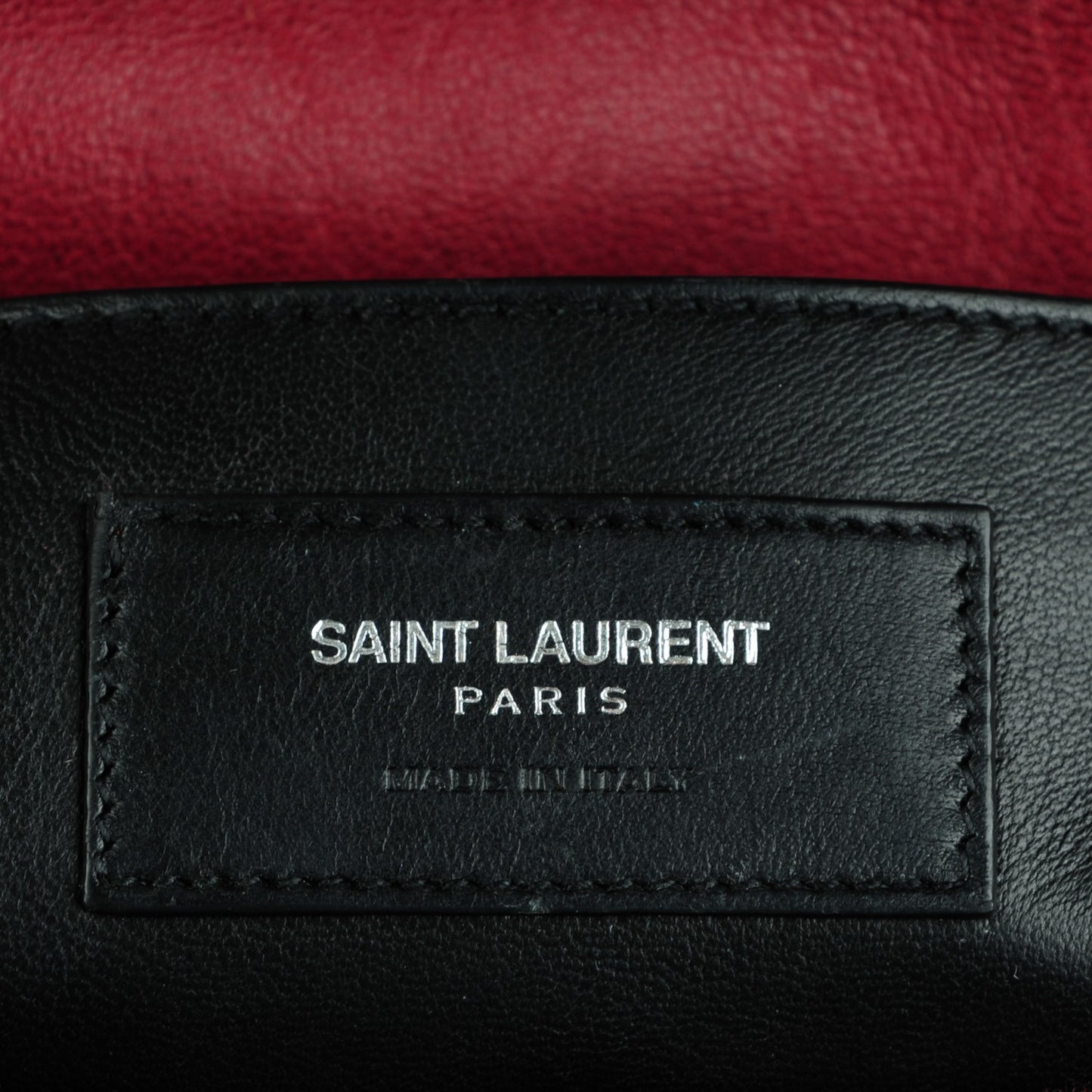 Sheepskin Matelasse Chevron Large Monogram Satchel Red