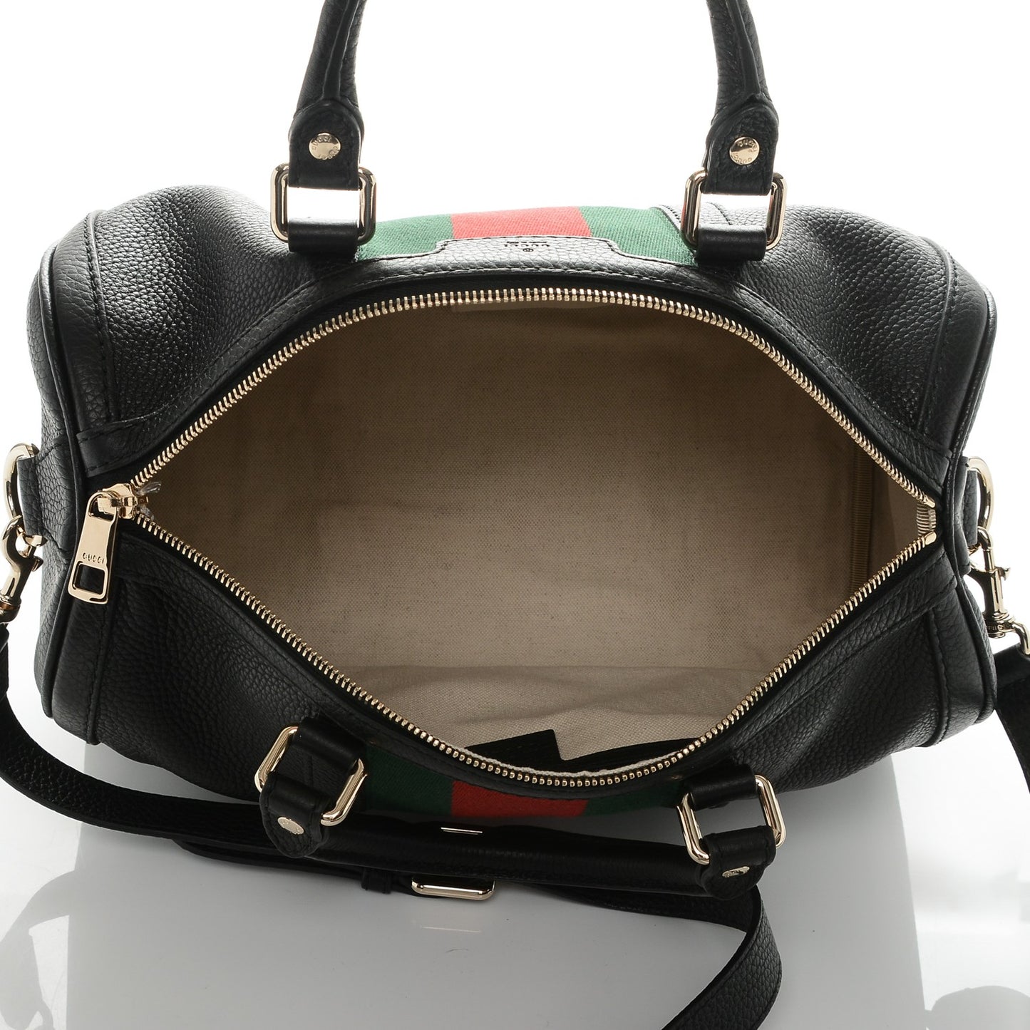 Calfskin Vintage Web Medium Boston Black