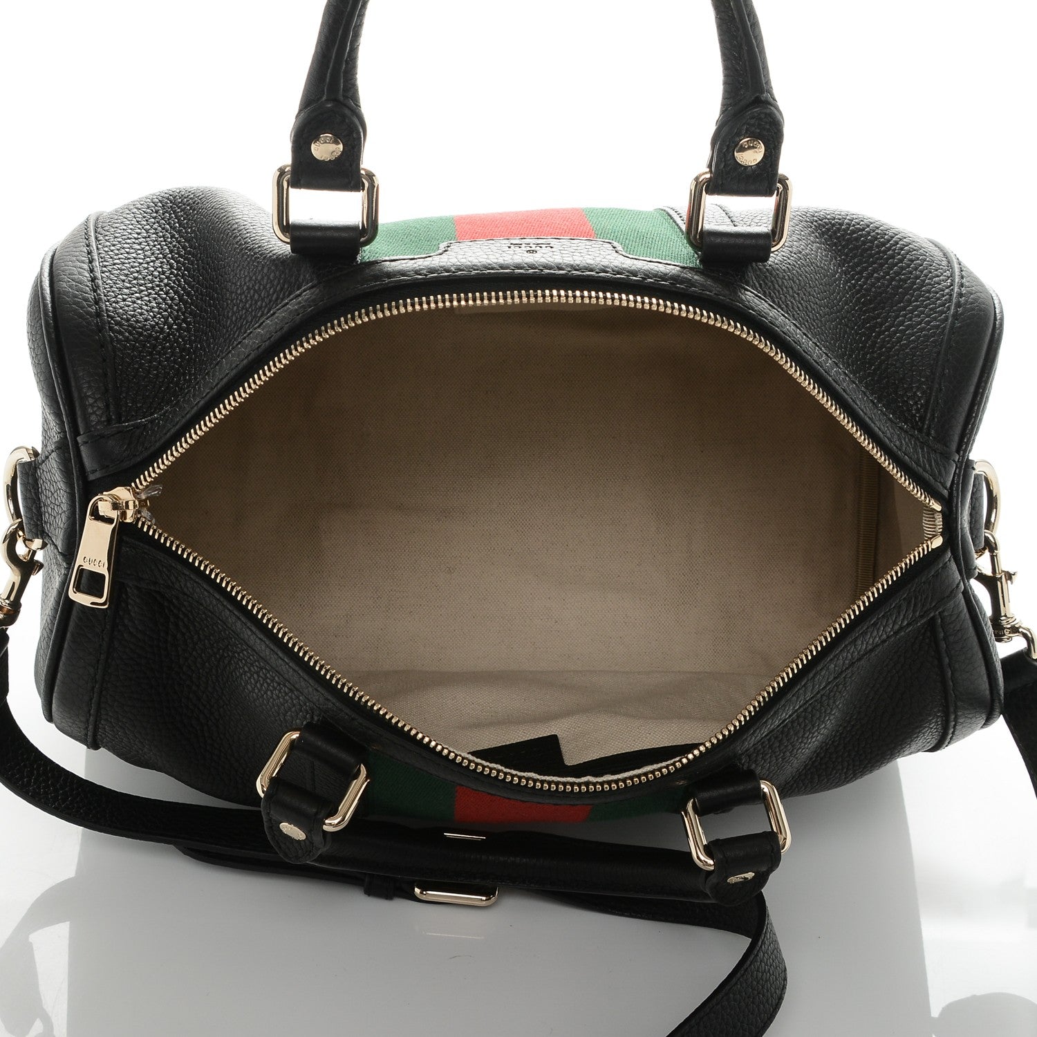 Gucci Calfskin Vintage Web Medium Boston Black 5 of 6