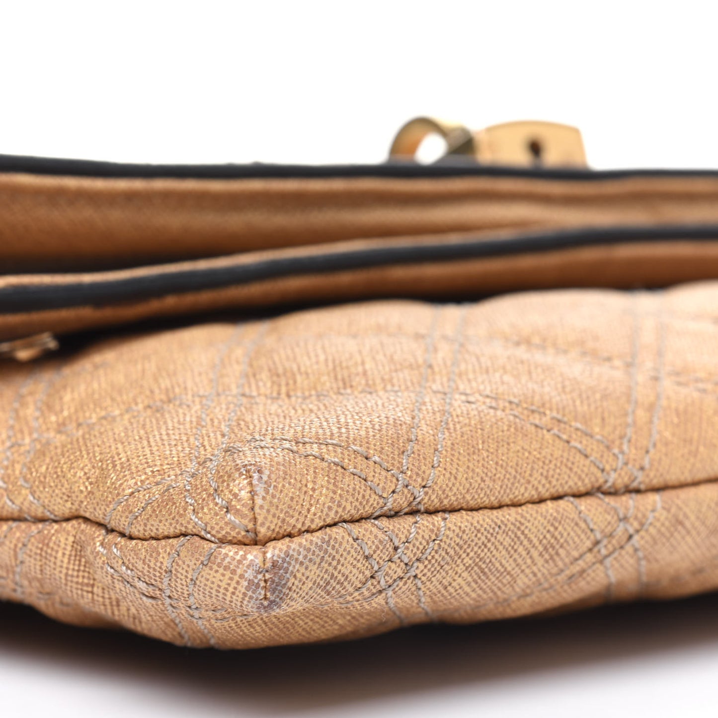 Coated Canvas Quilted Flap Shoulder Bag Tan