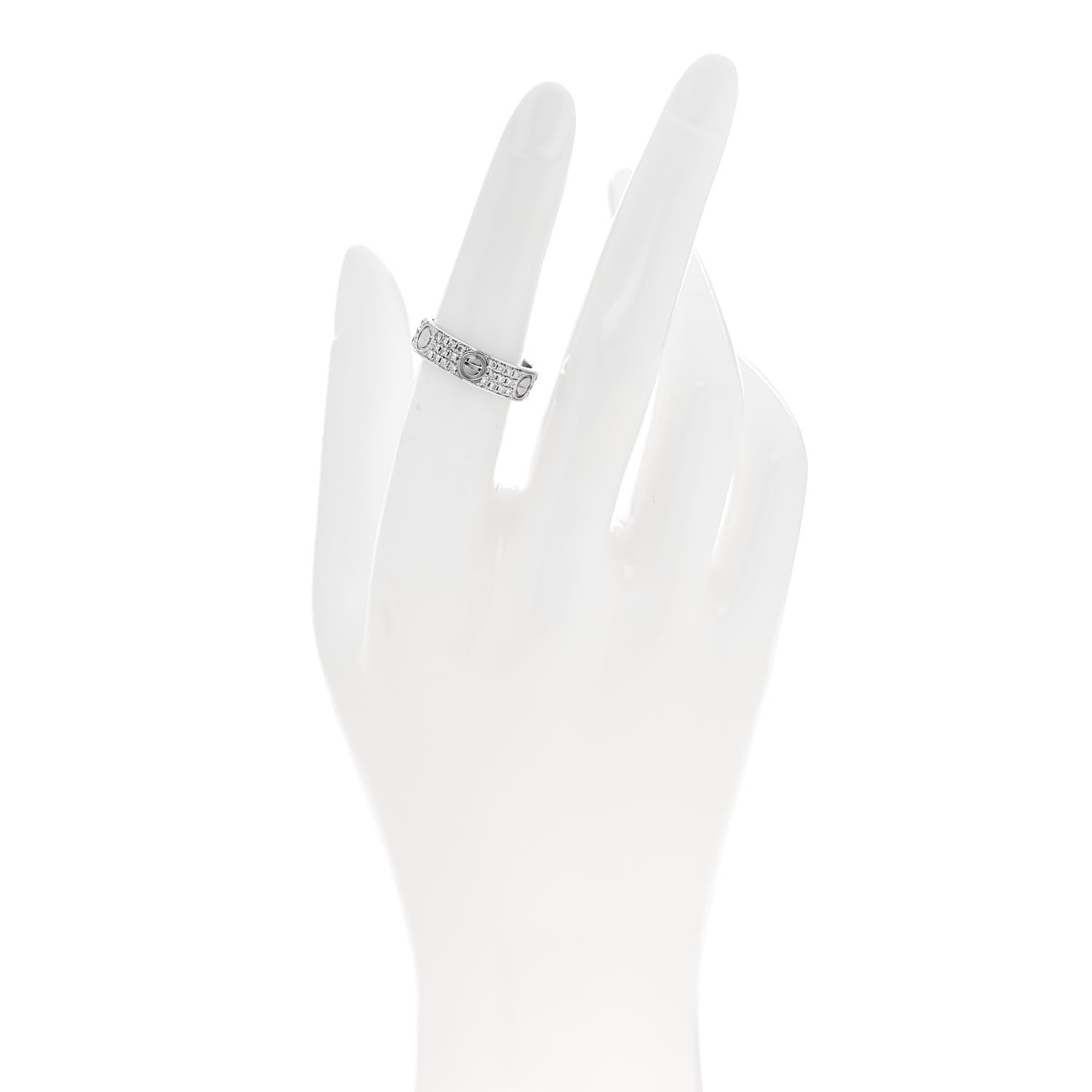 Cartier 18K White Gold Diamond 5mm LOVE Wedding Paved Band Ring 53 6.5 2 of 5