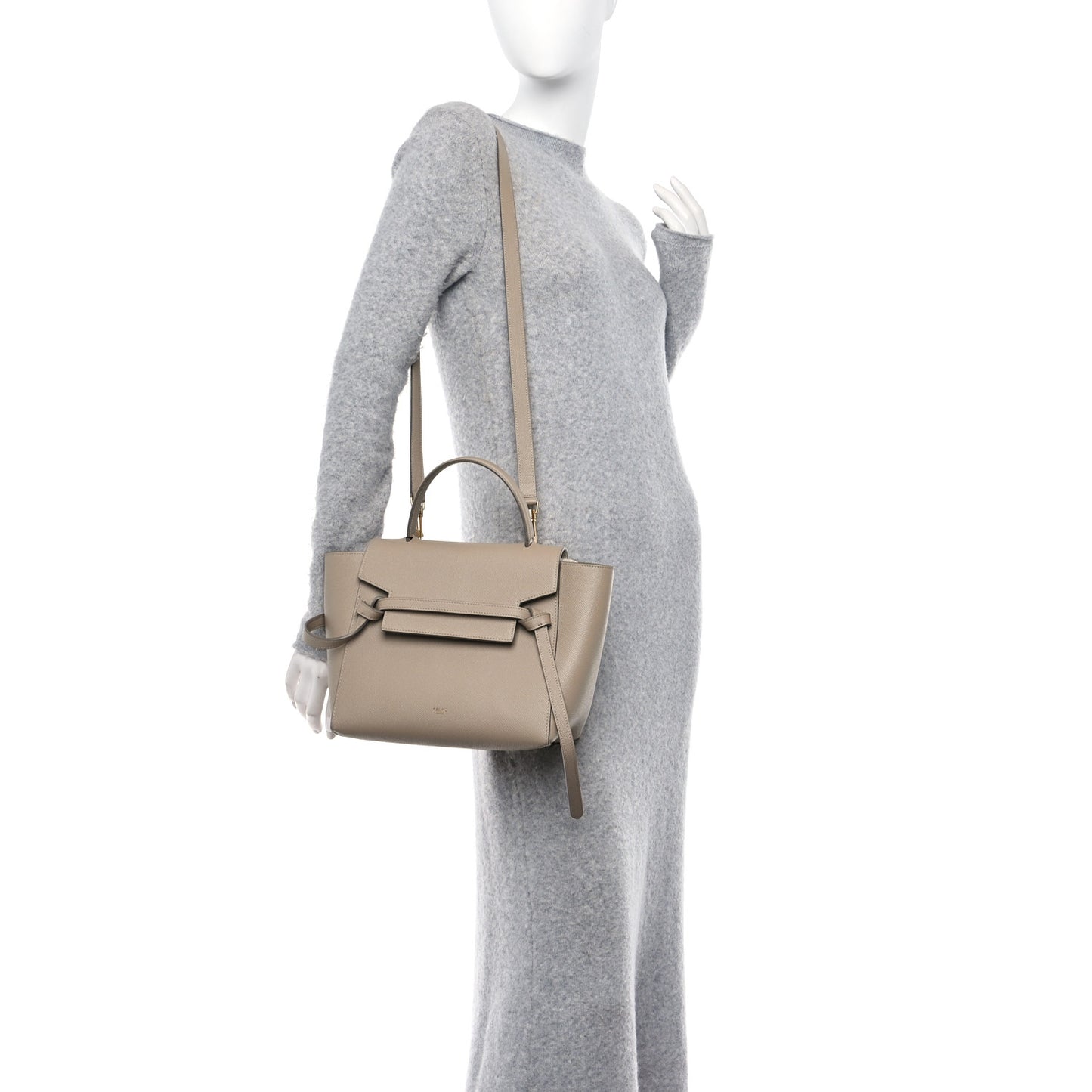 Grained Calfskin Micro Belt Bag Light Taupe