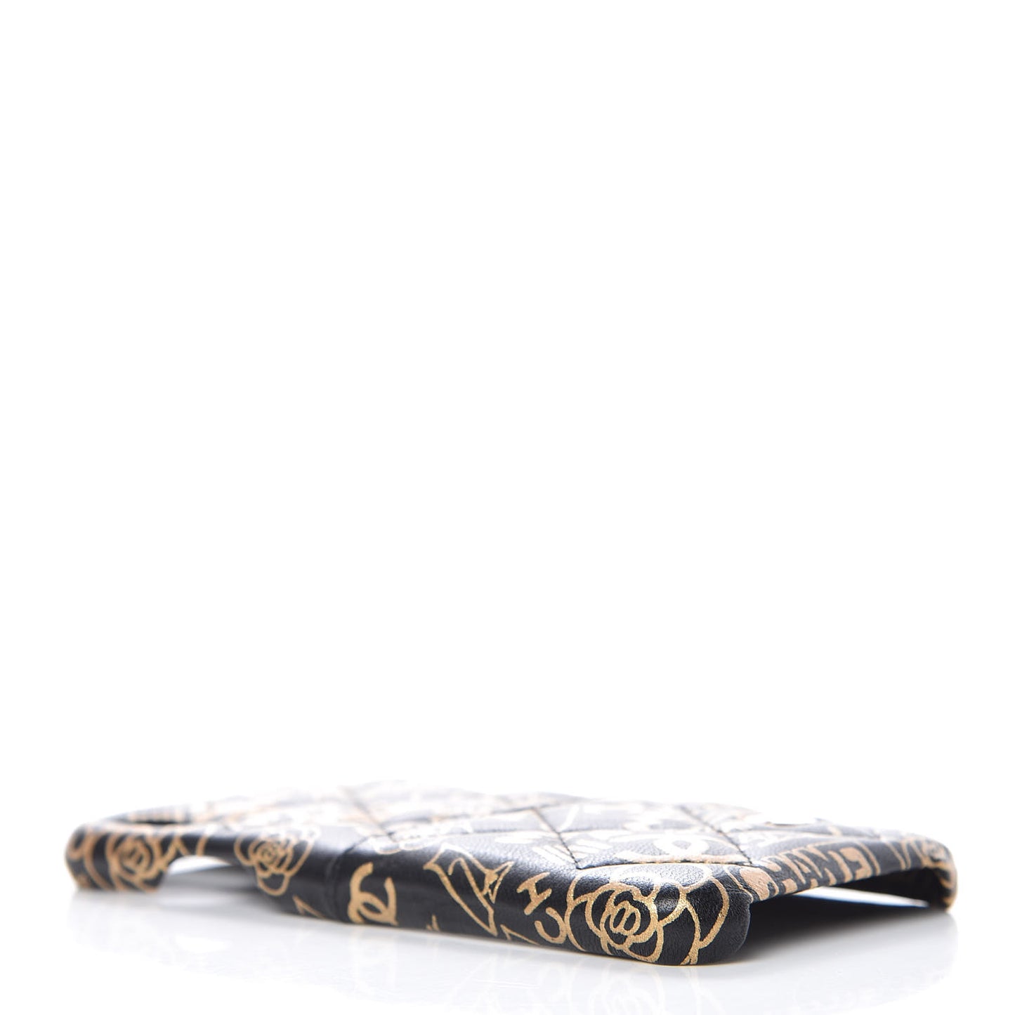 Lambskin Quilted iPhone X Coco Tech Egyptian Graffiti Case Black Gold