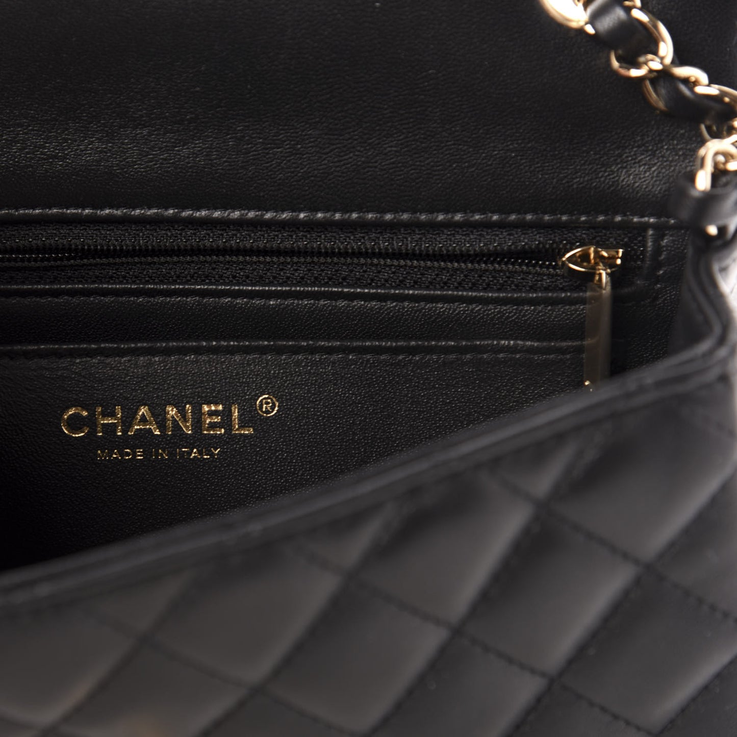 Lambskin Quilted Mini Rectangular Flap Black