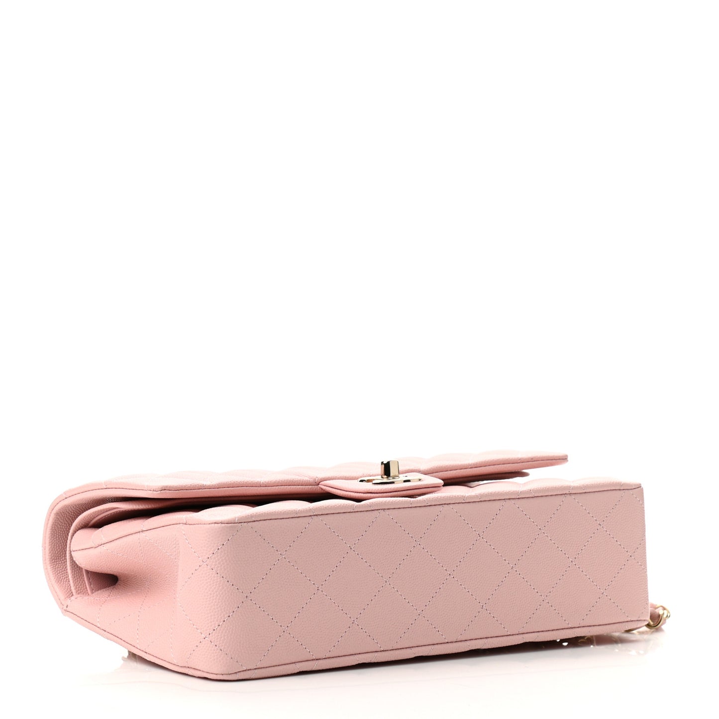 Caviar Quilted Medium Double Flap Light Pink