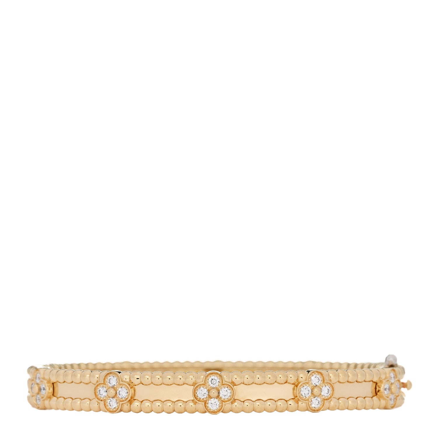 Van Cleef & Arpels 18K Yellow Gold Diamond Perlee Sweet Clovers Bracelet XS 2 of 5