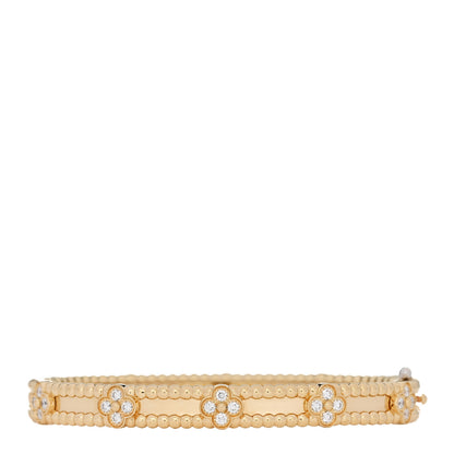 Van Cleef & Arpels 18K Yellow Gold Diamond Perlee Sweet Clovers Bracelet XS 2 of 5