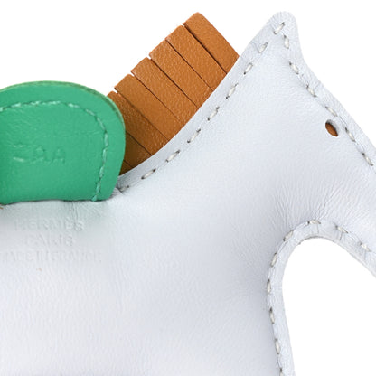 Hermes Milo Lambskin Grigri Rodeo Horse Bag Charm PM Bleu Brume Sesame Menthe 3 of 3