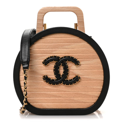 Chanel Beech Wood Lambskin Round CC Vanity Case Black 1 of 11