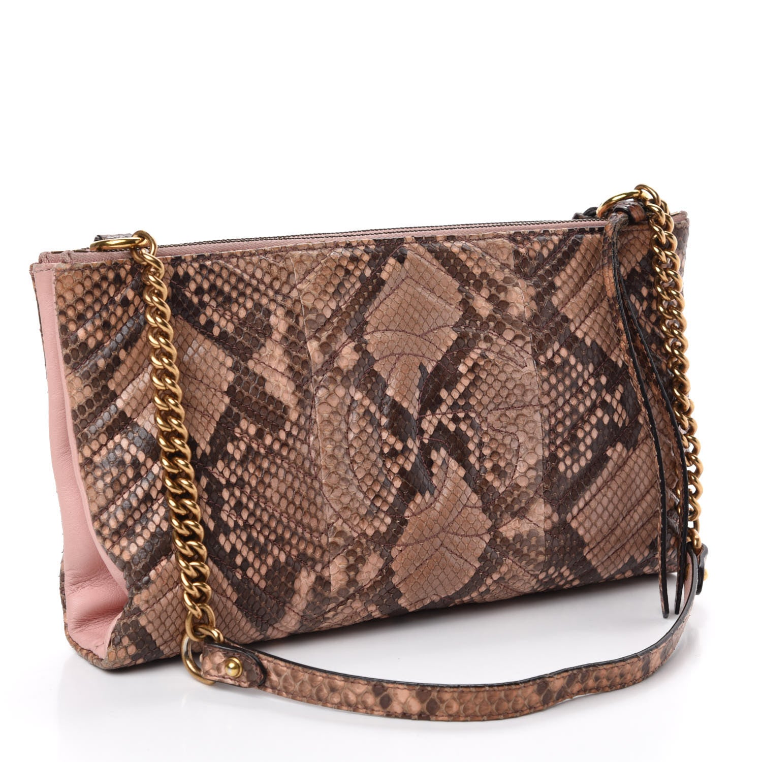 Gucci Snakeskin Matelasse GG Marmont Double Zip Chain Bag 3 of 11