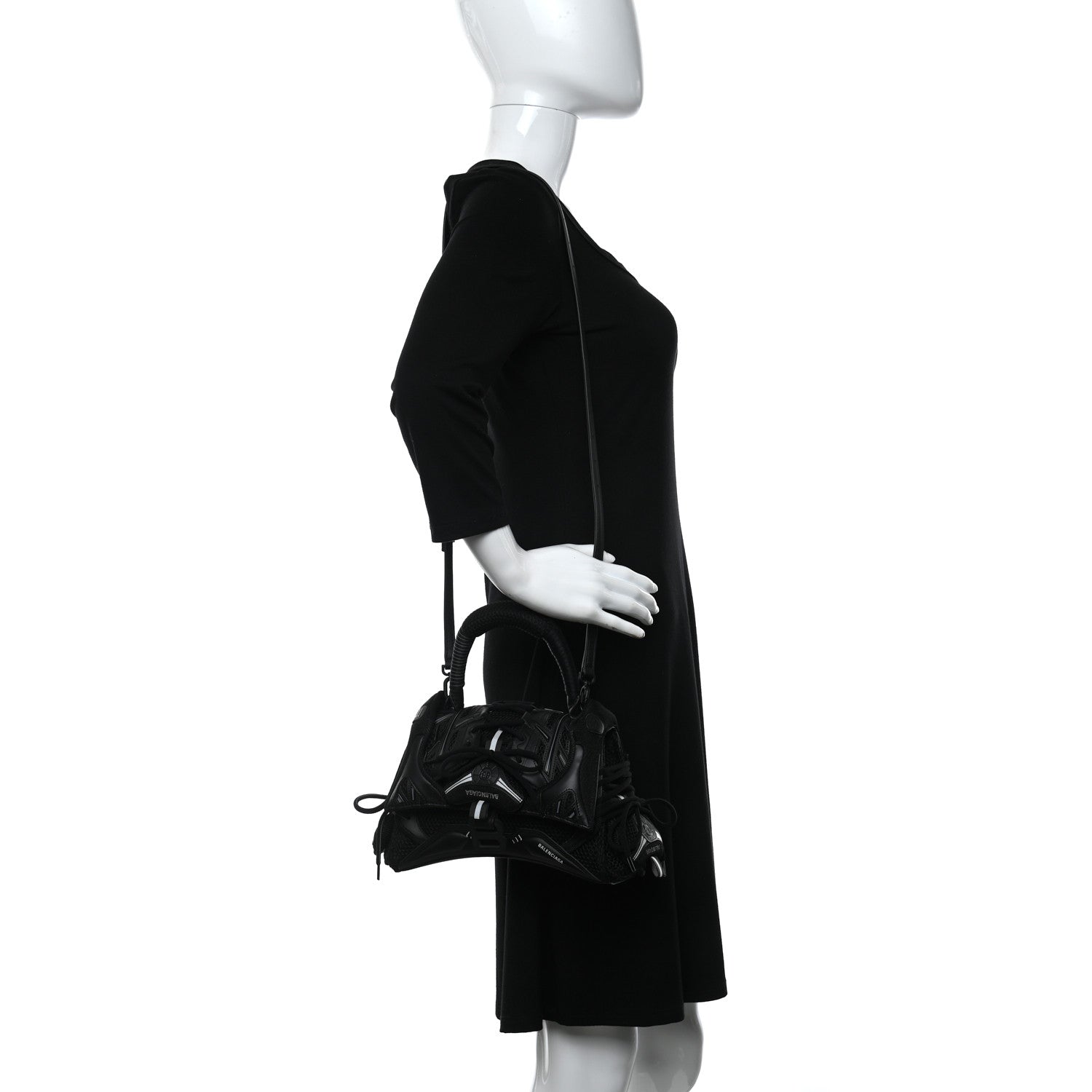 Balenciaga Faux Calfskin Fabric Small Sneakerhead Top Handle Bag Black 2 of 8